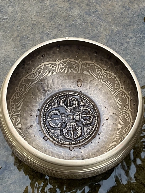 尼泊尔颂钵十字金刚降魔杵13cm（配圈垫 皮棒）