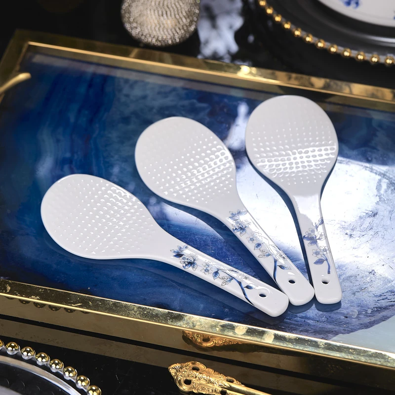 【鸾凤和鸣骨瓷饭勺2只装】景德镇高档青花骨瓷餐具轻奢家用陶瓷