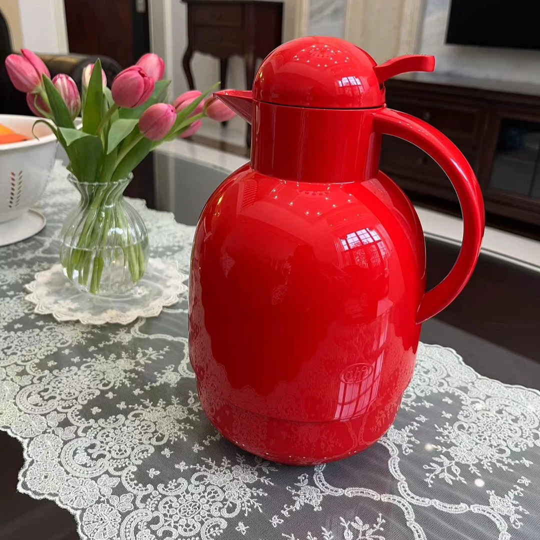 Costco代购德国礼仪礼品定制保温壶镶银涂层玻璃内胆热水壶结婚红