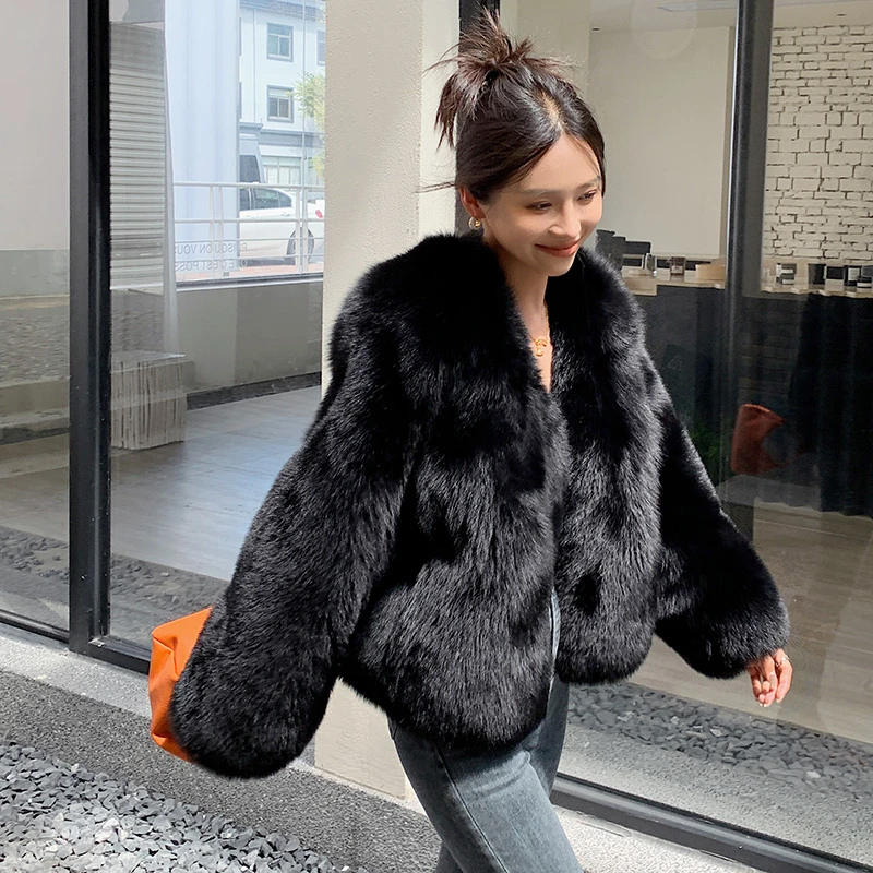 进口整皮狐狸毛皮草外套女短款高级感毛毛大衣2025冬季新款2115