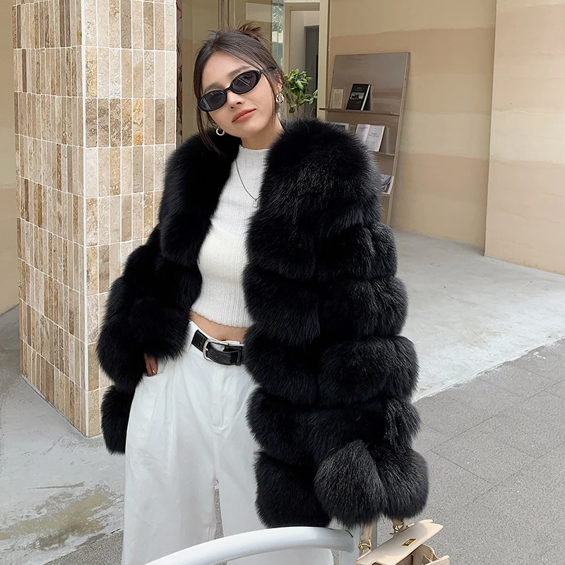 进口整皮狐狸毛皮草外套女中长款廓形宽松2025冬季新款海宁23012