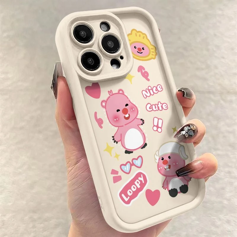 粉色卡通海狸iPhone15/14promax苹果13/12pro手机壳11软xs全包78p