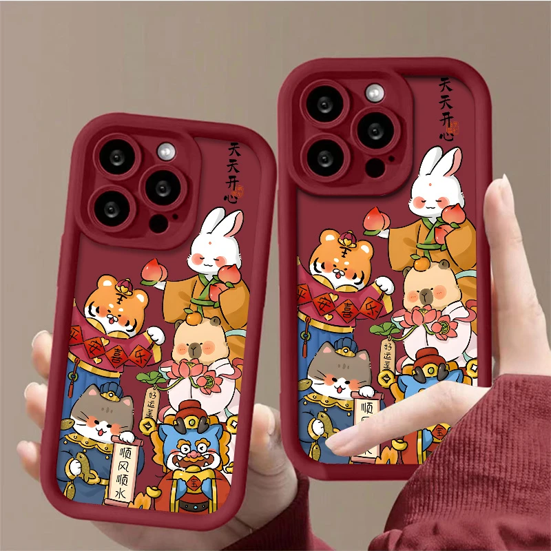 天天开心顺风顺水iPhone15手机壳新年款11/12/13防摔14promax软壳