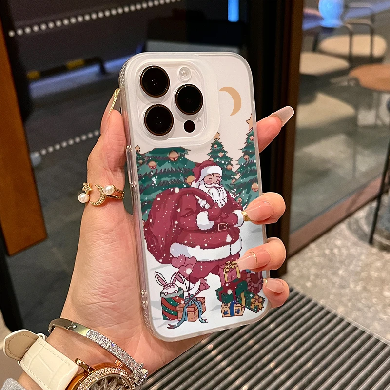 圣诞老人苹果14promax手机壳新款磨砂可爱11/12防摔13/15pro软壳x