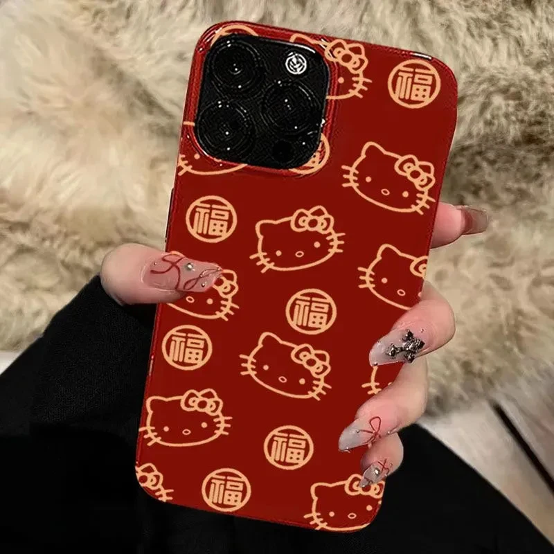 新年福Kitty人iPhone15苹果15promax手机壳11适用X软壳13女14红色