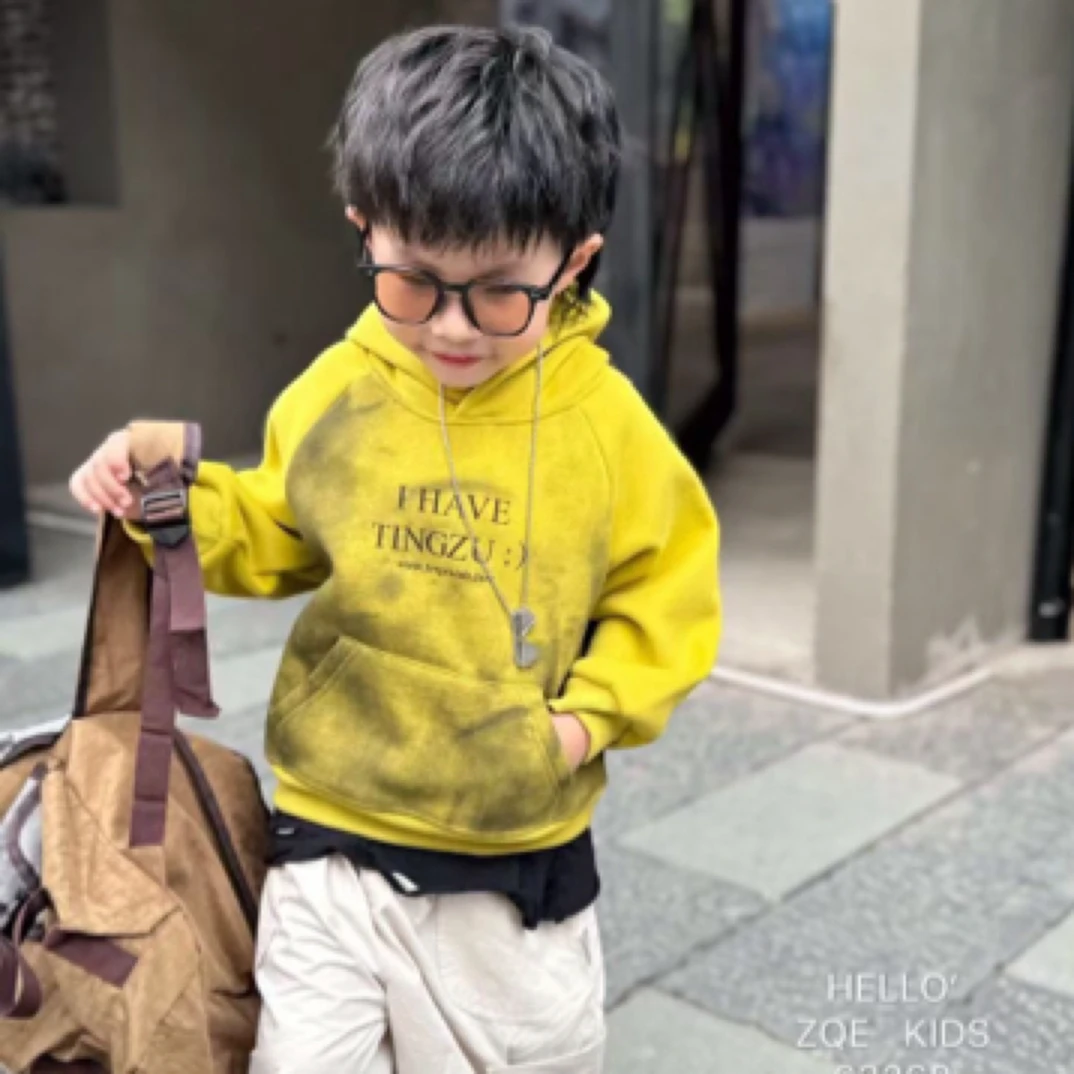 男小童连帽加绒卫衣韩版舒适百搭