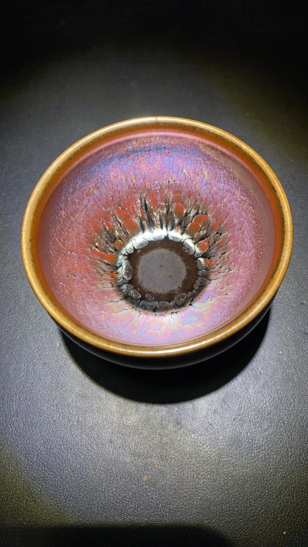 紫金油滴建盏将军杯高端个人专用茶盏主人杯纯手工口径8.9高5.8