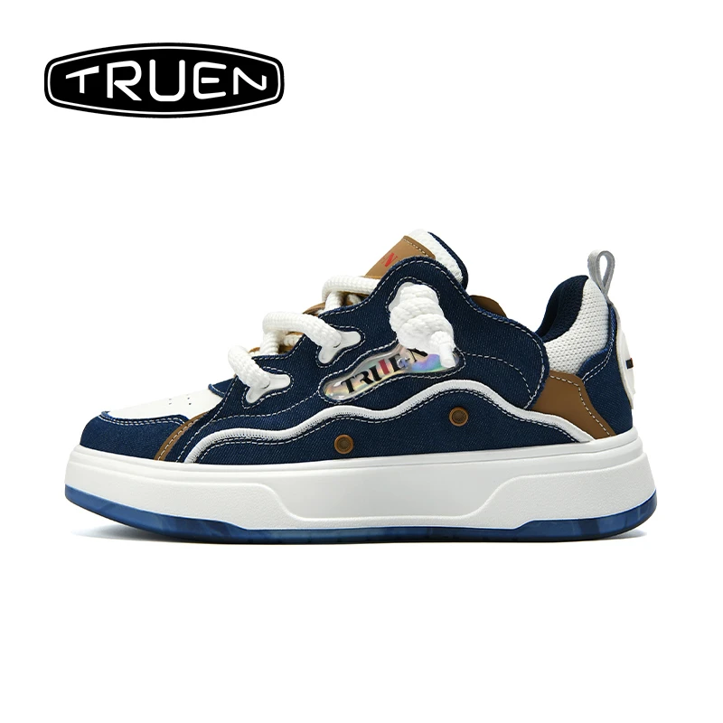 真恩TRUE-N牛仔布潮流多巴胺元素厚底面包鞋板鞋2025今年流行鞋子