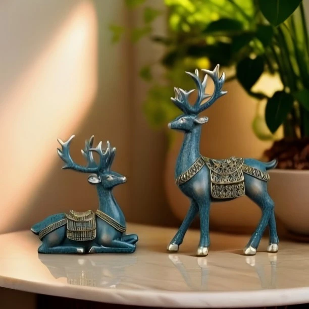 高档中式梅花鹿摆件室内桌面装饰家居欧式电视柜玄关新房乔迁礼物