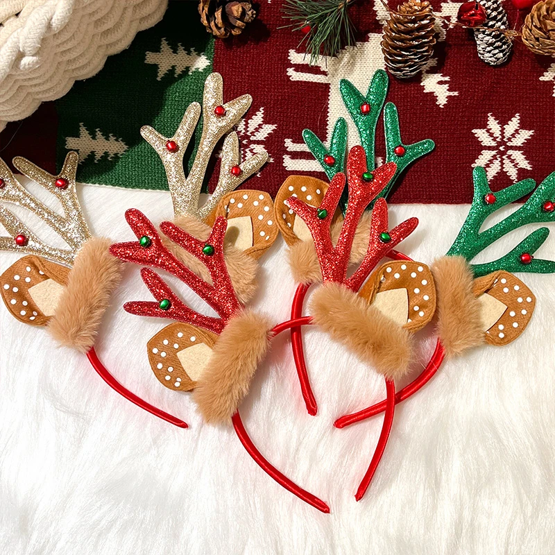 圣诞节头饰鹿角发箍节日氛围感头箍拍照写真道具发卡搞怪可爱发饰