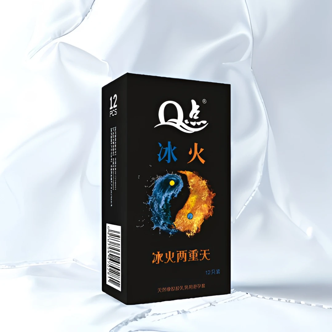 Q点冰火一体情趣安全套 刺激润滑两重天玻尿酸超薄避孕套男用成人