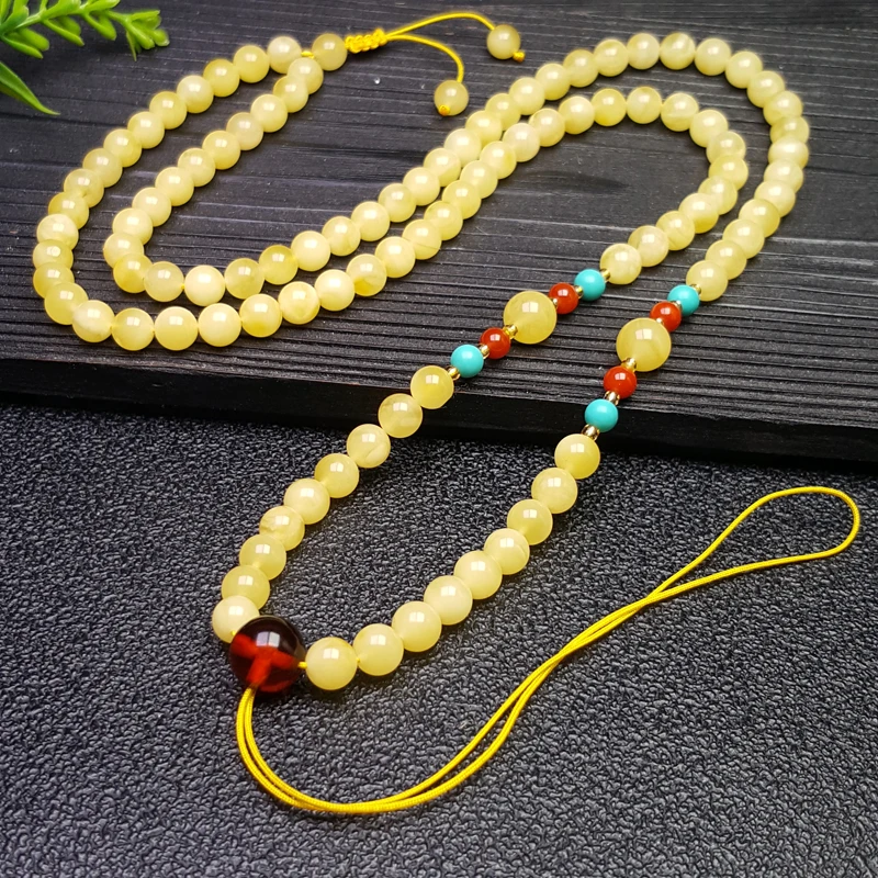 蜜蜡项链女吊坠配链挂坠链锁骨毛衣链波罗的海天然俄罗斯珠链挂绳