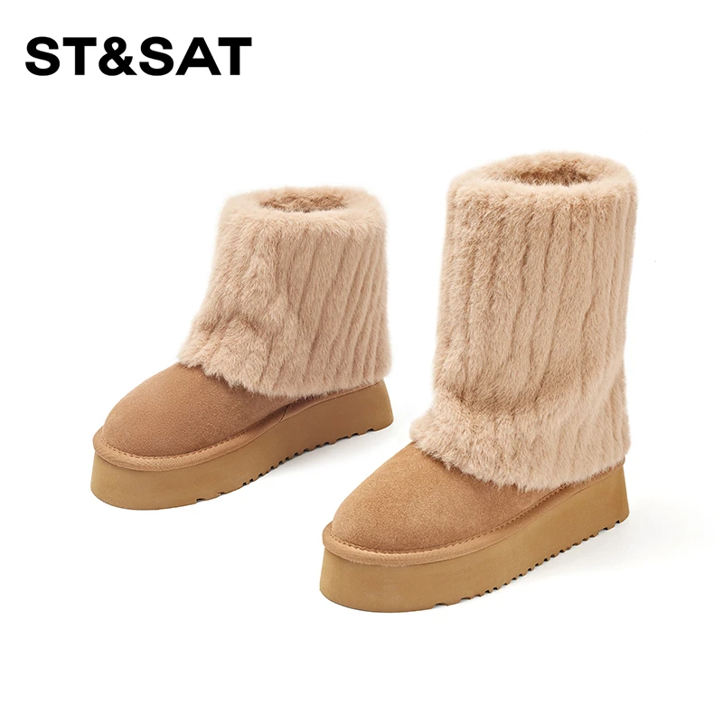 【冰岛之恋】真皮加厚雪地靴2024冬季百搭时尚棉靴SS34118Q96