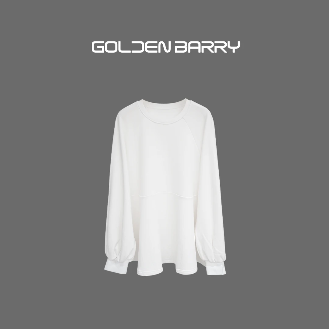 GOLDENBARRY|260177 长袖日系时尚休闲圆领纯色女士款设计师卫衣