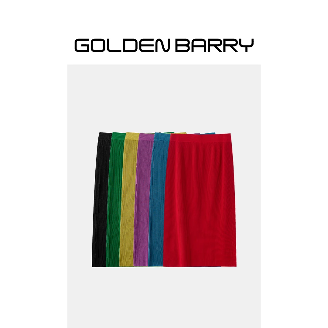 GOLDENBARRY|314023四季经典简约时尚休闲高级百搭高腰气质半裙女