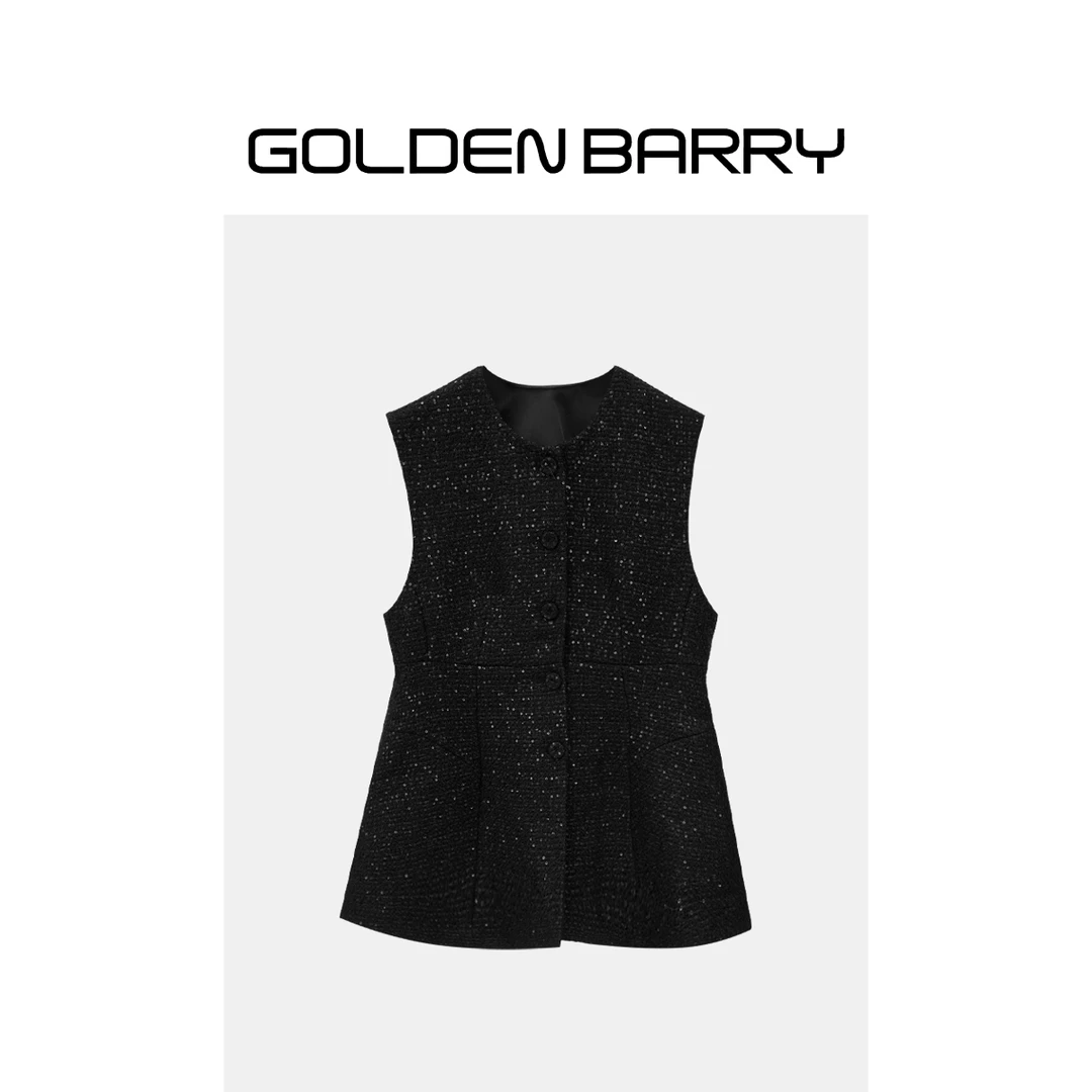 GOLDENBARRY|123116星空闪片装饰气质小香风马甲