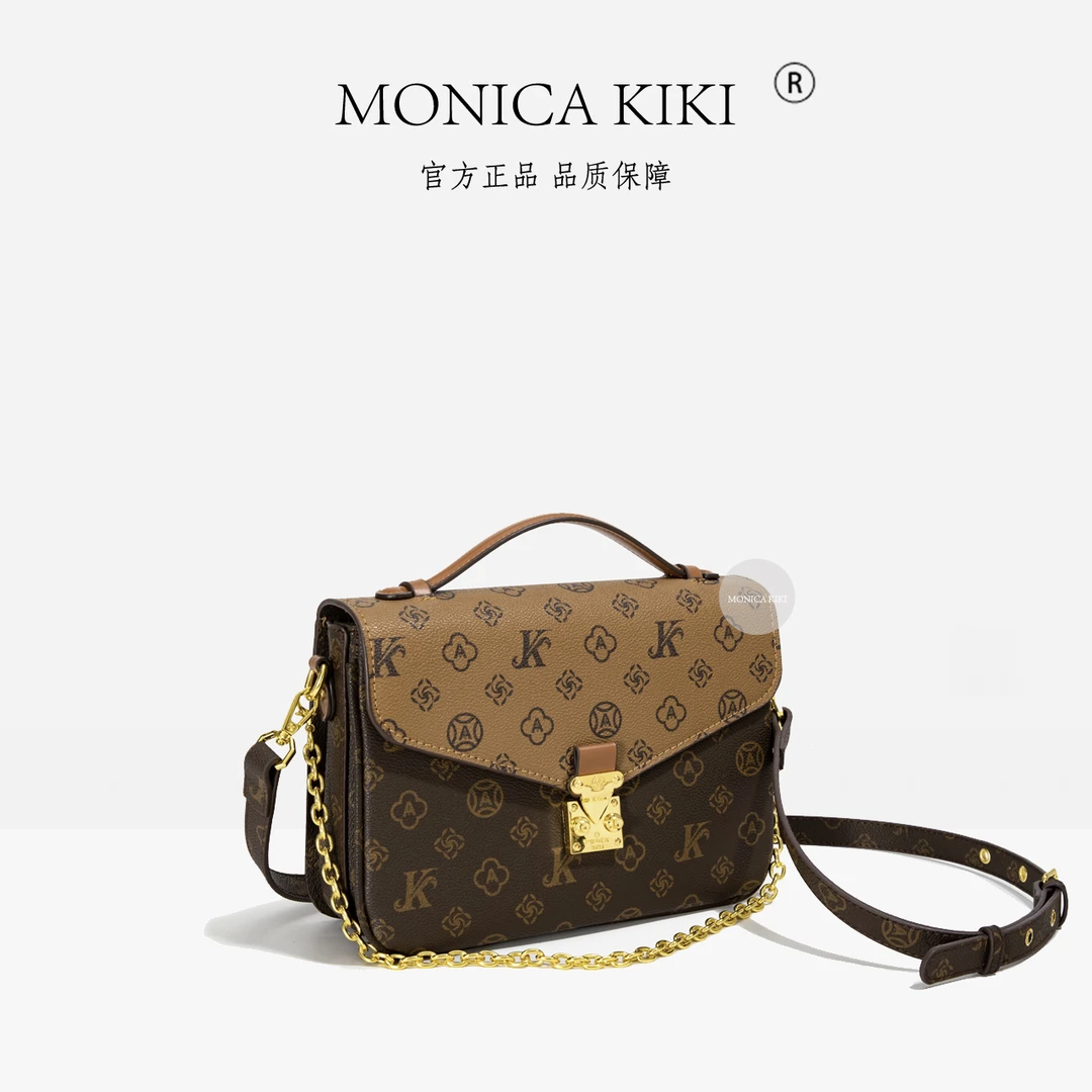 复古时尚轻奢女士邮差包休闲百搭单肩肩包潮流翻盖通勤印花斜挎包