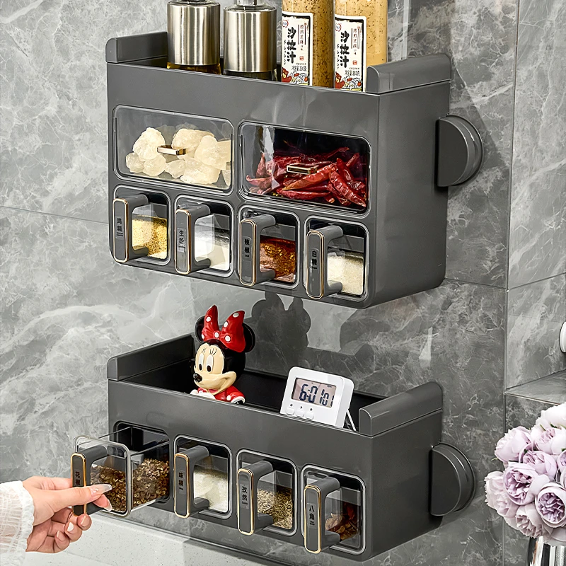 吸盘调料盒壁挂家用厨房高端2024年新款调味料收纳盒盐罐调料罐