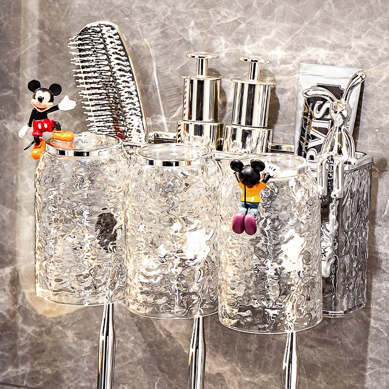 牙杯牙刷置物架2024新款卫生间免打孔壁挂式家庭电动牙刷牙膏架子