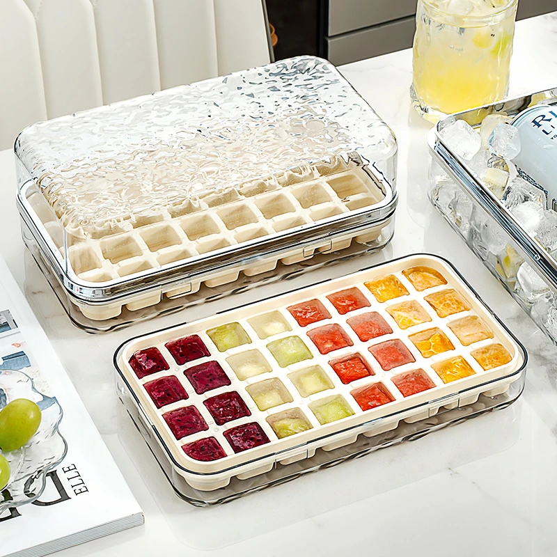 冰块模具食品级按压式冰格家用冰箱自制冰块带盖储存盒冻冰块神器
