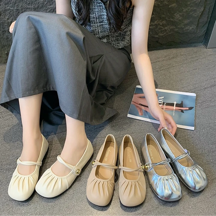新中式浅口单鞋女百搭平底温柔晚风超火配裙夏季2024新款绝美凉鞋