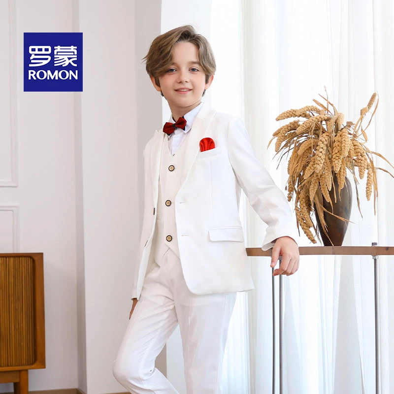 Romon/罗蒙新款男童西装秋冬新款英伦儿童主持演讲钢琴演出西服