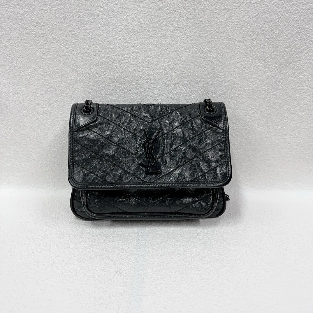 99新 YSL/圣罗兰 黑色niki小号 so black 链条包6397
