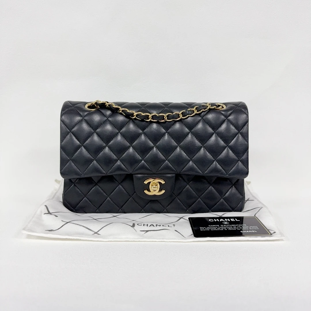 99新 Chanel/香奈儿 经典黑金cf中号链条包（7004）