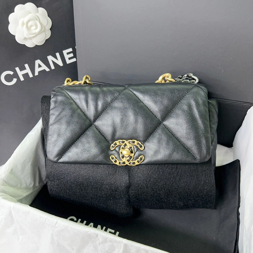 99新 Chanel/香奈儿 黑色19bag小号芯片链条包 JGX2
