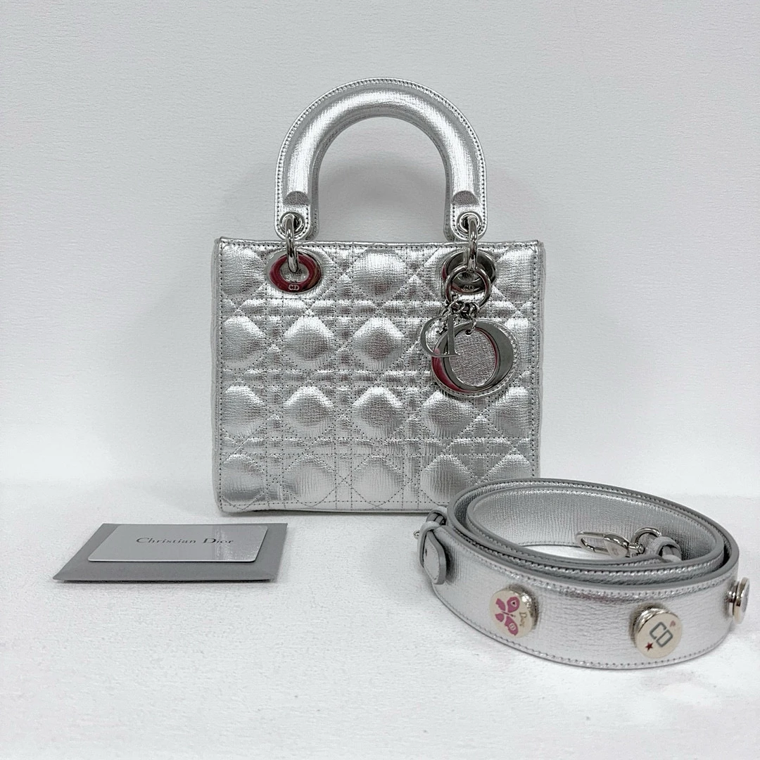 99新 DIOR/迪奥 四格戴妃银色链条包 1108