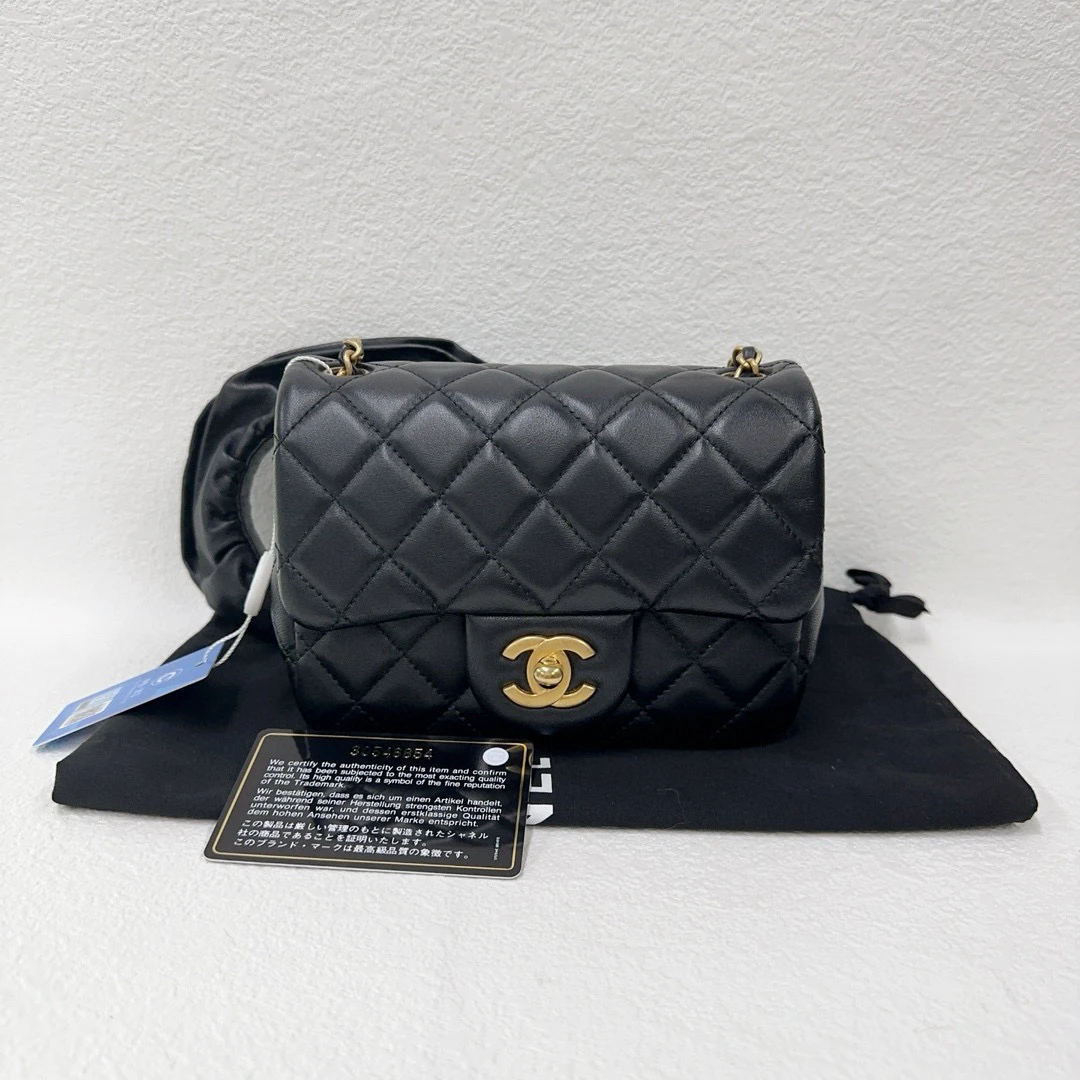 99新 Chanel/香奈儿 黑金方胖子链条包荷叶边6849