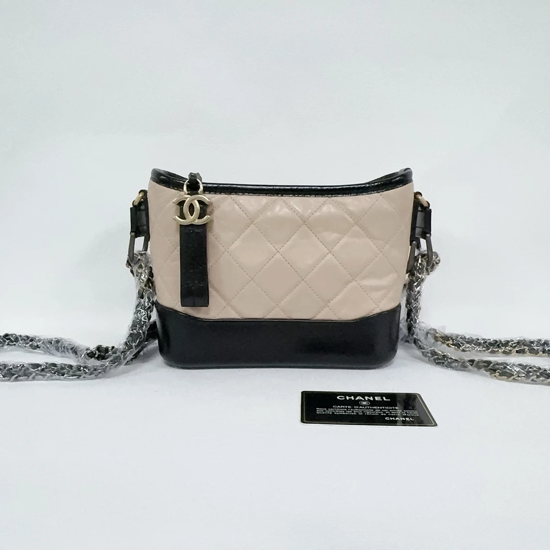 99新 Chanel/香奈儿 奶茶色流浪包小号斜挎包 7597