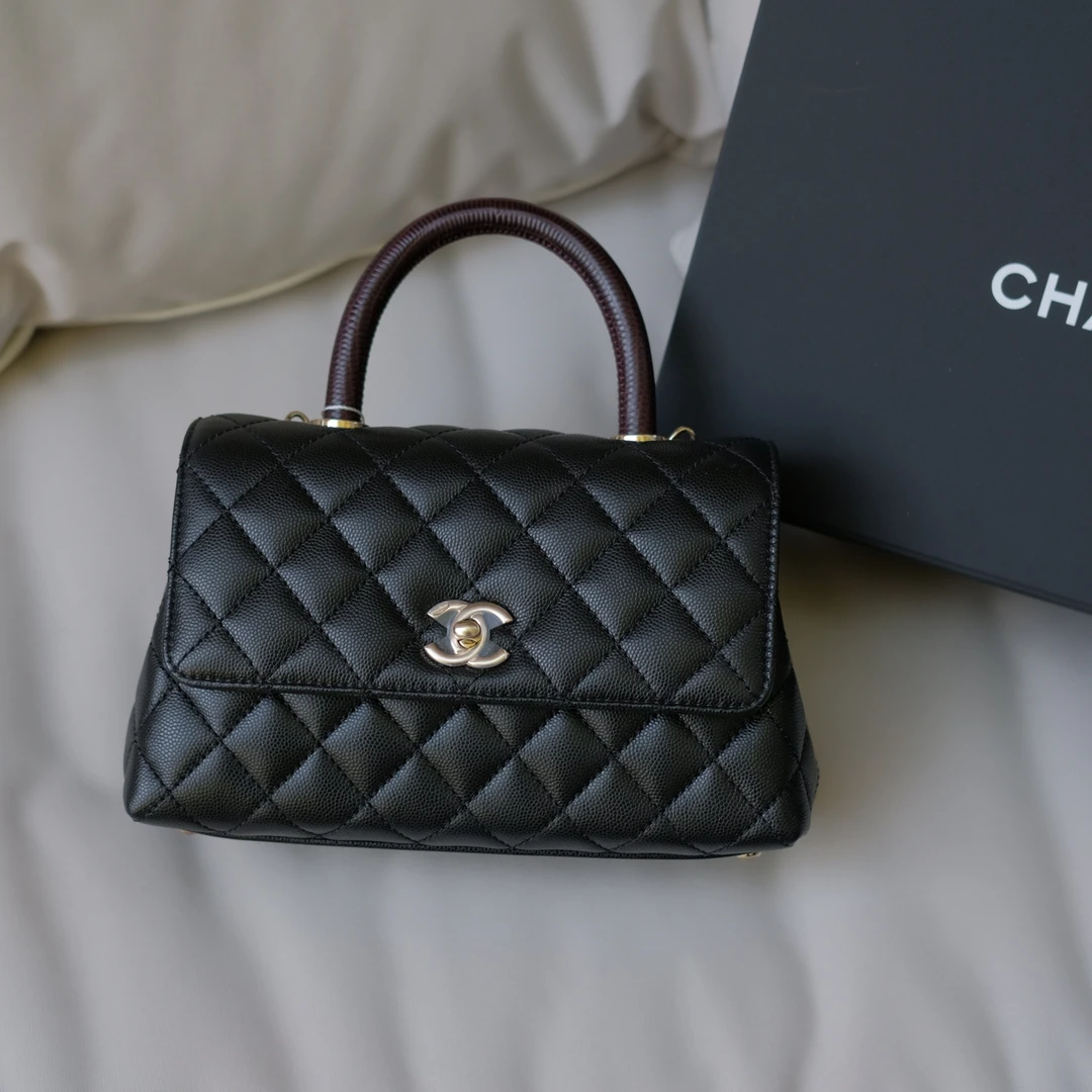 99新 Chanel/香奈儿 黑金coco handle小号24P芯片包8890 07EL