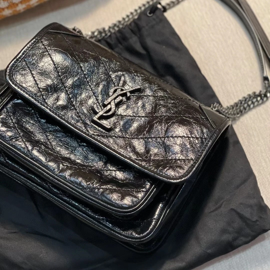 95新 YSL/圣罗兰 niki小号改黑链条包8480
