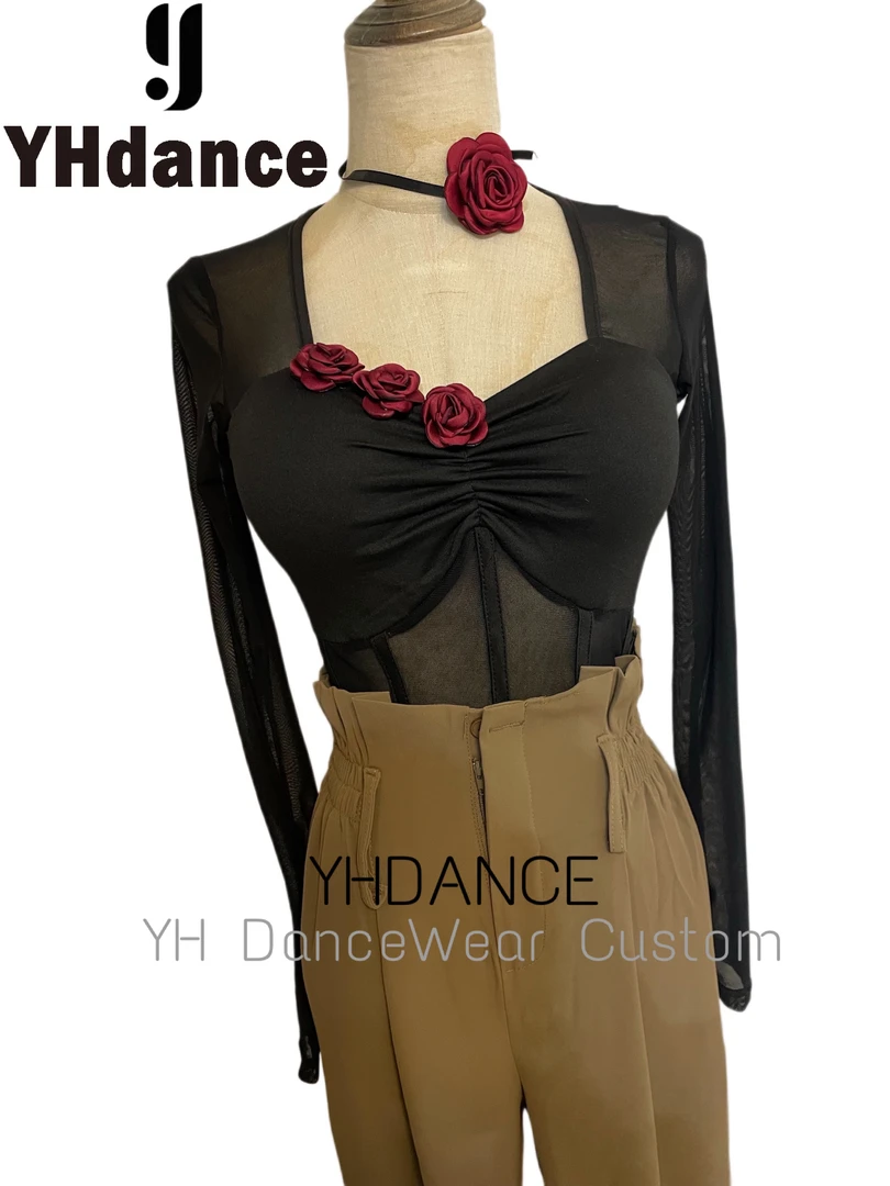 YHDANCE拉丁舞摩登舞带胸垫上衣C152
