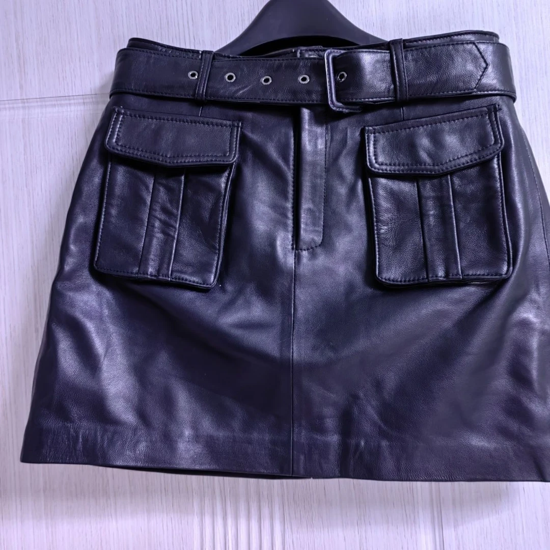 绵羊皮真皮欧货大兜个性网红爆款包臀裙