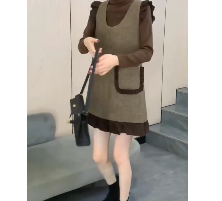 2024秋季新款女装网红气质小香风韩版休闲外高级感灰色马甲裙子女