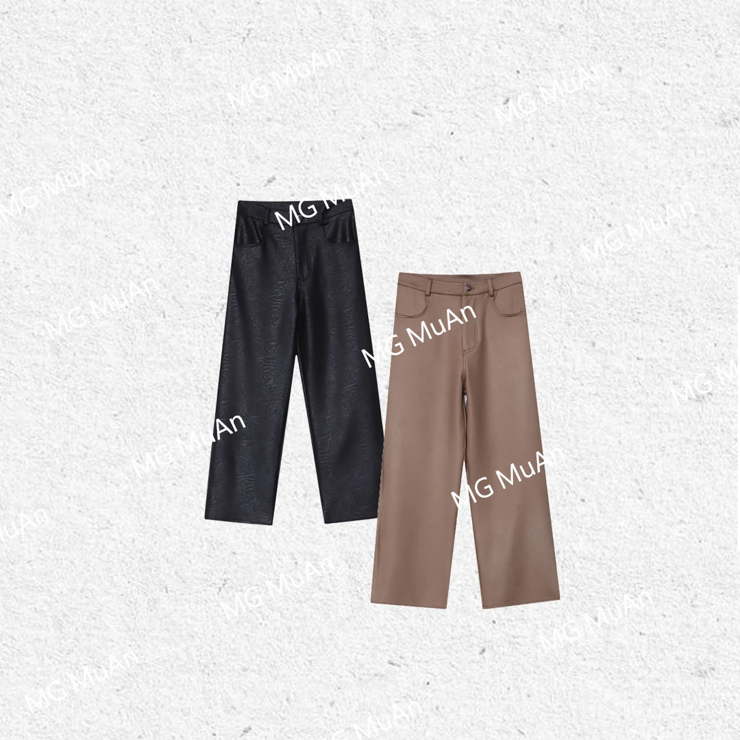 木岸【街拍裤】“街拍系列”定制百搭显瘦休闲裤皮裤长裤女AL-3305