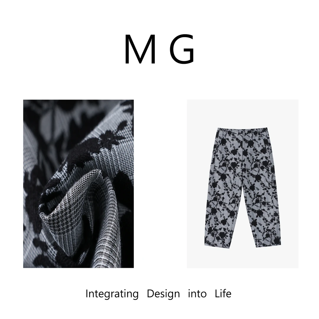 木岸MUAN：《繁花镰刀裤》定制宽松高级印花镰刀裤弯刀裤女AL-3325