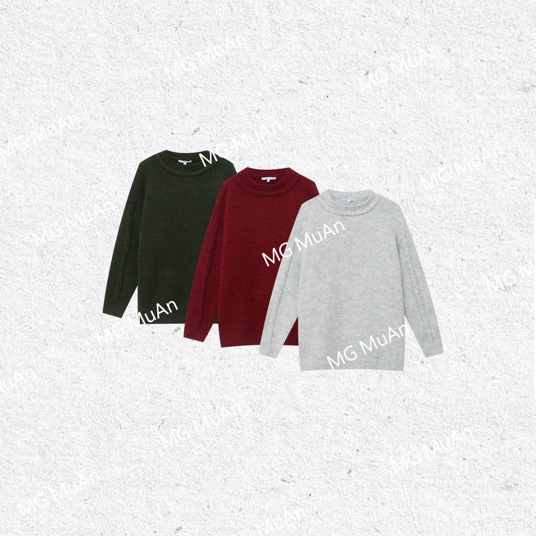【复古时光毛衣】MUAN定制宽松圆领加厚麻花毛衣宽松上衣女DG3-064