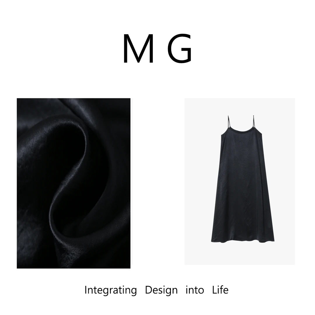 木岸【黑金醋酸裙】MUAN定制高级百搭简约百分醋酸吊带裙女MG-J019