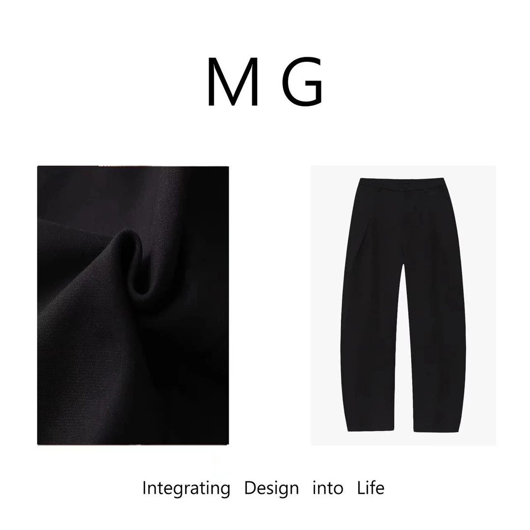 【感觉西裤】MUAN定制高定菠萝纹镰刀裤弯刀阔腿裤女F8-8805