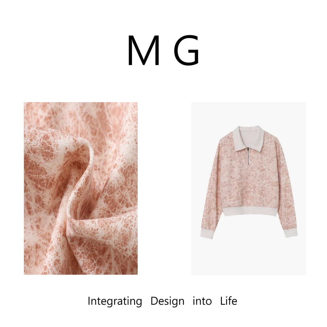 【大理石卫衣】 MUAN定制宽松高级百搭晕染翻领卫衣上衣女DS-8868