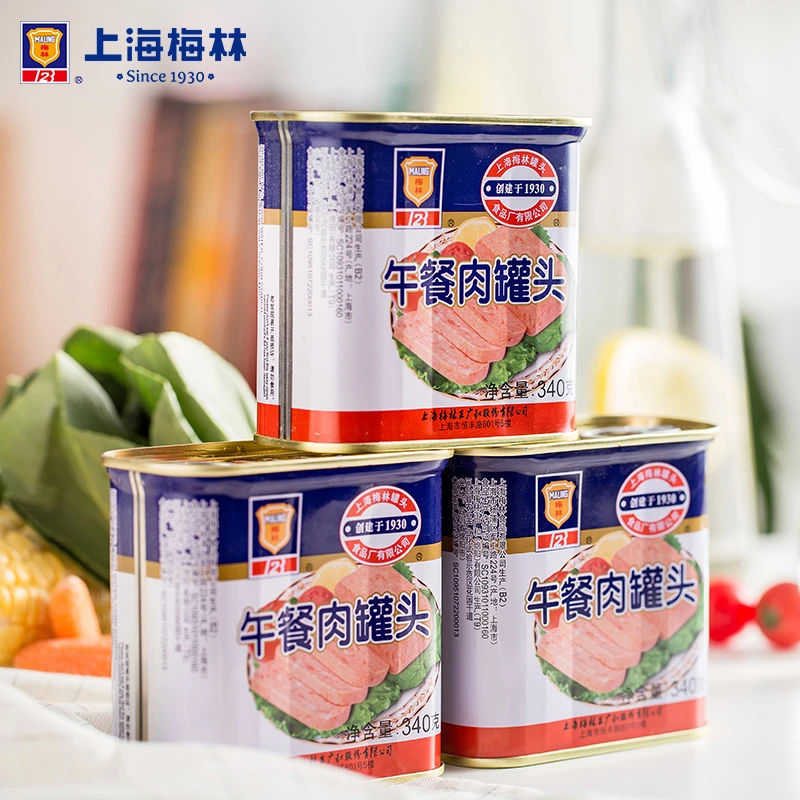 【达人专享】上海梅林 经典午餐肉罐头 340g*3+经典午餐肉198g*3