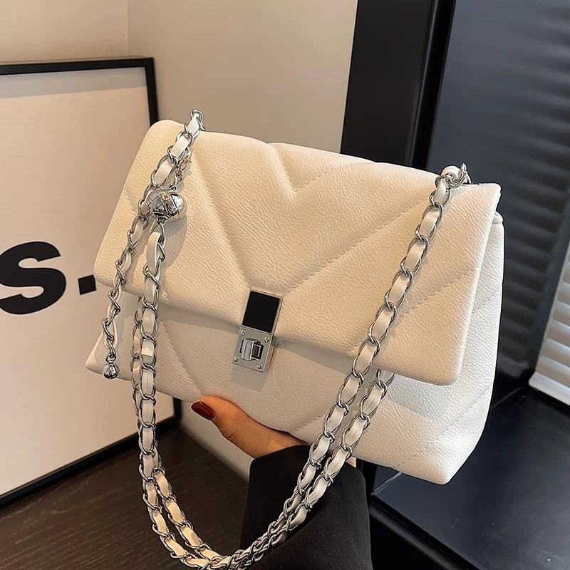 菱格链条包包女2025新款春夏小众设计高级感单肩斜挎包百搭小方包