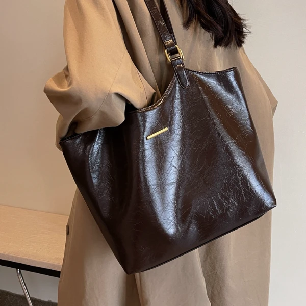 韩系高级感大包包女2025新款休闲百搭托特包复古大容量通勤单肩包