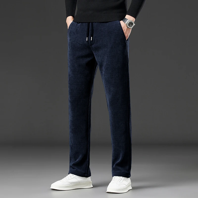 秋冬季秋冬休闲裤男直筒宽松加厚微弹长裤商务时尚男士裤男潮流