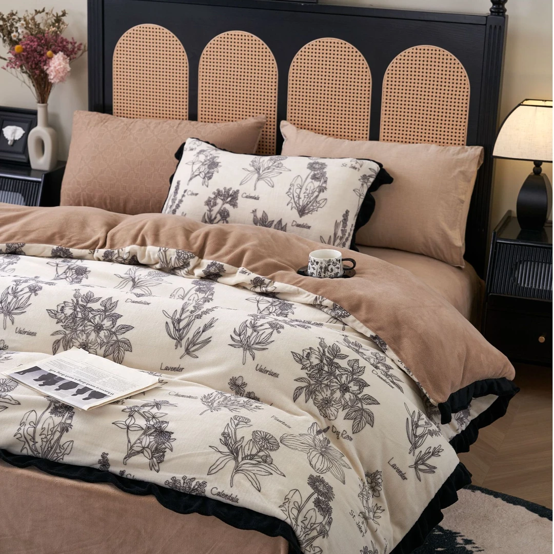 轻奢高端秋冬款牛奶绒四件套保暖亲肤松弛感床上用品床单被套枕套