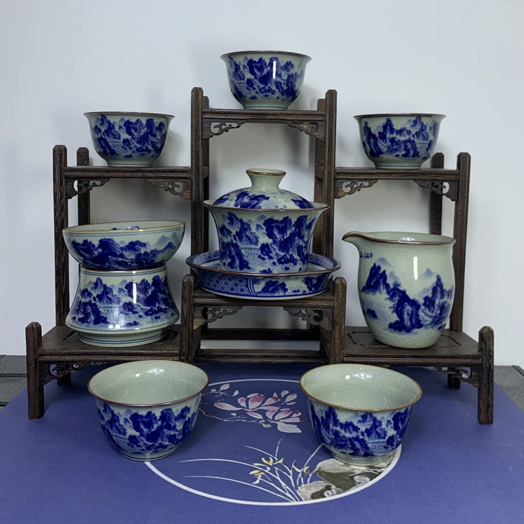 江山揽胜老陶泥茶具套装八件套(无礼盒)家用陶瓷