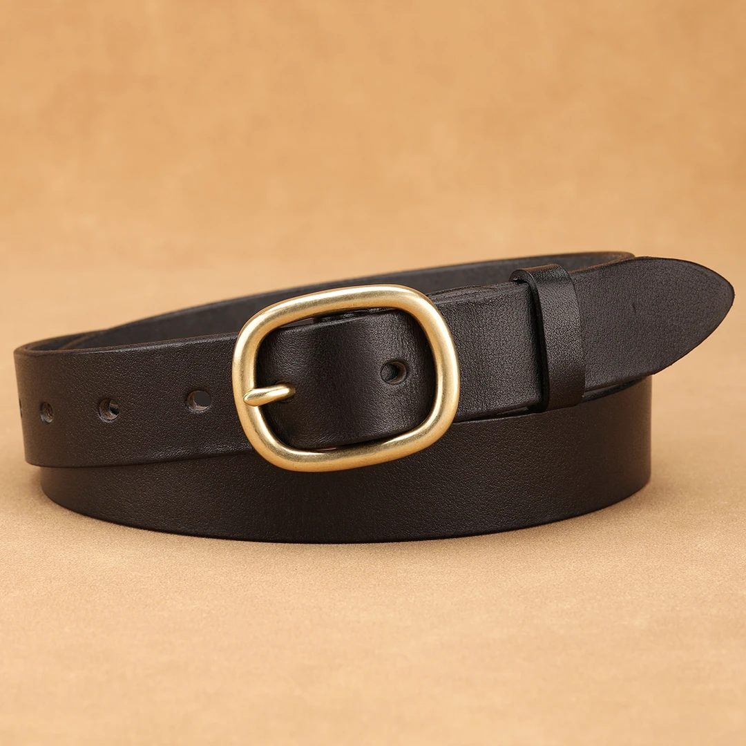 皮带女头层牛皮真皮针扣腰带女士时尚牛仔裤带简约韩版休闲百搭潮
